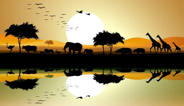 Silhouette di bellezza dell'animale safari — Vettoriale Stock