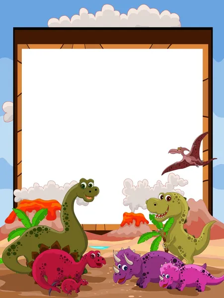 Dinosaur cartoon met leeg teken — Stockvector