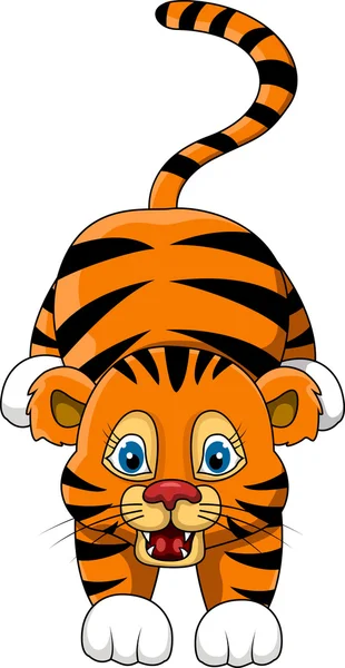 Linda expresión de dibujos animados tigre joven — Archivo Imágenes Vectoriales