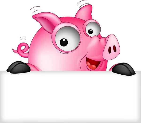 Rolig grisen tecknade med tomma tecken — Stock vektor