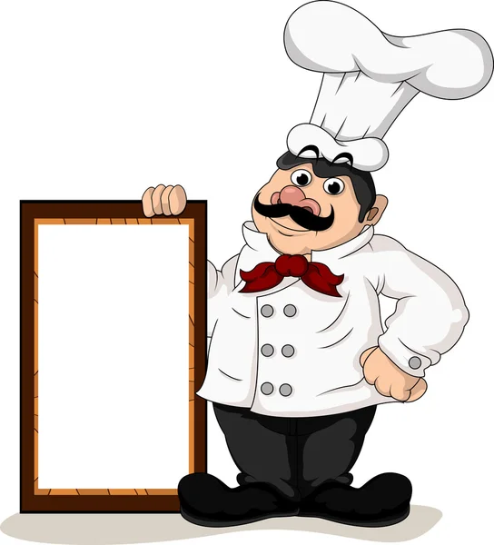 Chef cook with blank board — Stock Vector