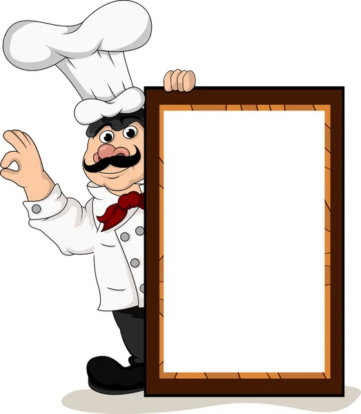 Chef cook with blank board — Stock Vector