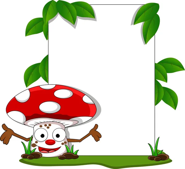 Mushroom tecknade med tomma tecken — Stock vektor