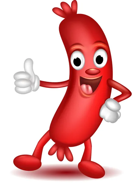 Sausage cartoon thumbs up — Stock Vector