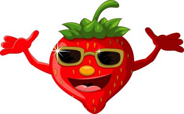 gözlük ile çilek karikatür