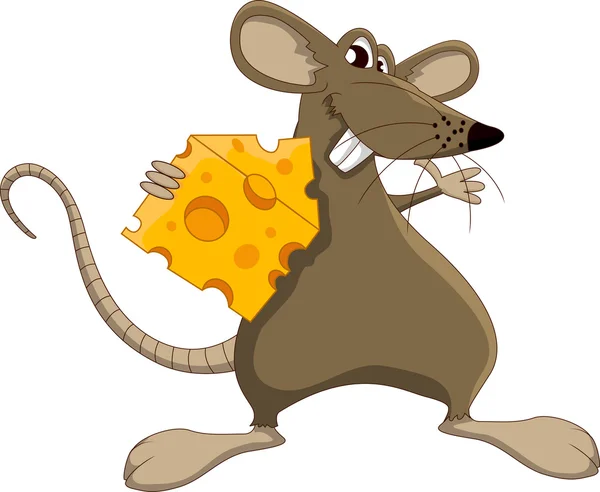 Cute cartoon mouse with cheese — Stock Vector
