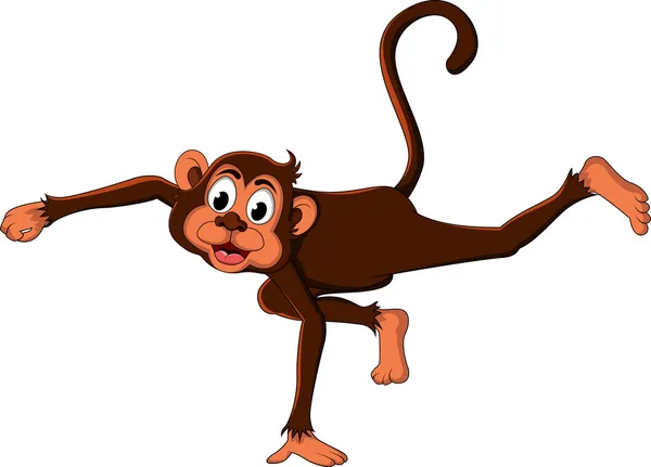 귀여운 원숭이 만화 식 — 스톡 벡터