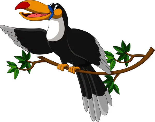 Cute toucan sitting on tree — Stock Vector