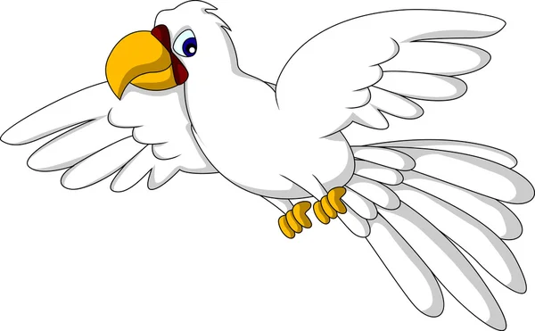 White parrot cartoon flying — Stock Vector