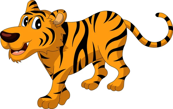 Lindo tigre de dibujos animados — Vector de stock