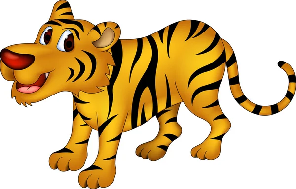 Lindo tigre de dibujos animados — Vector de stock