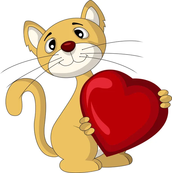 Chat tenant coeur d'amour — Image vectorielle