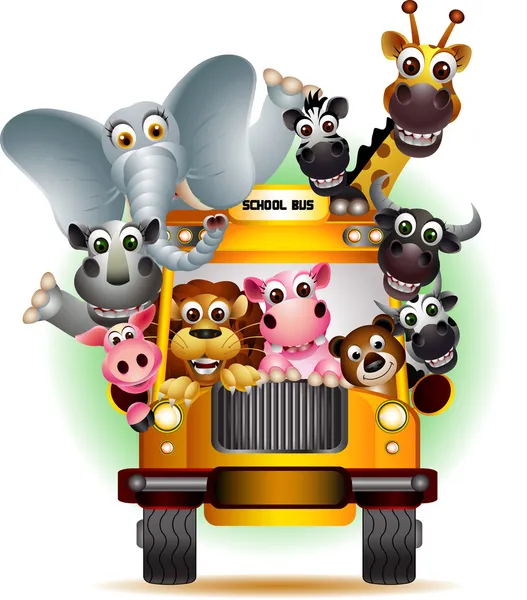 Funny animal on yellow school bus Stock Vector Image by ©starlight789  #23777085