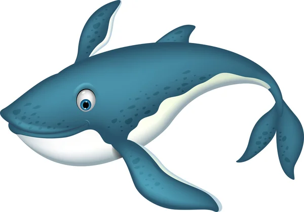 Mignon bleu baleine dessin animé — Image vectorielle