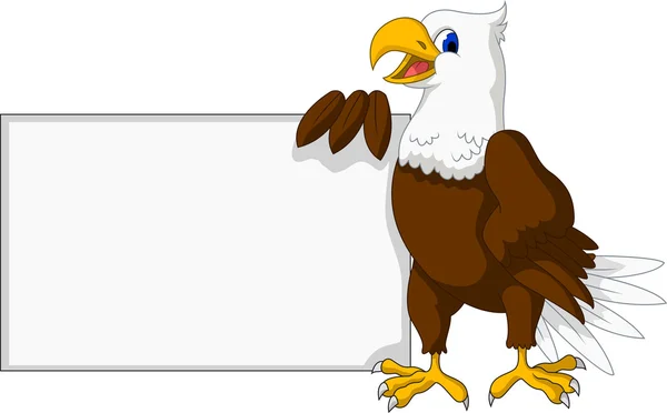 Eagle cartoon with blank sign — стоковый вектор