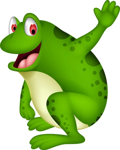 Sevimli kurbağa karikatür gülümseyen — Stok Vektör