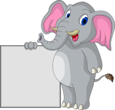 boş işareti ile sevimli fil çizgi film