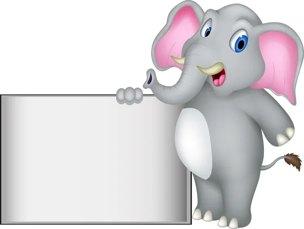 Χαριτωμένο ελέφαντα κινουμένων σχεδίων με κενό σημάδι — Διανυσματικό Αρχείο