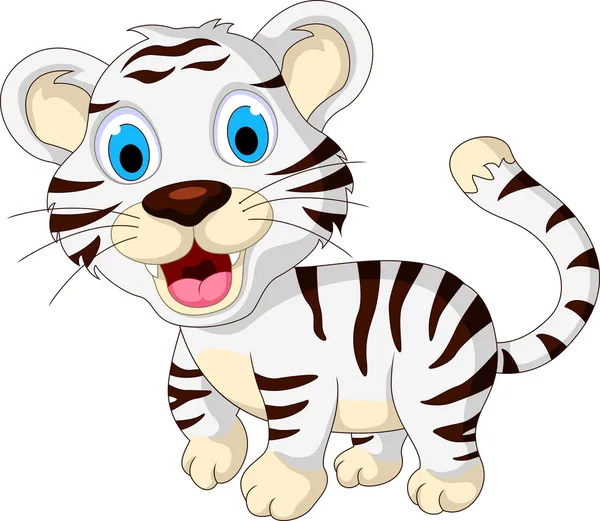 Carino bambino bianco tigre a piedi — Vettoriale Stock