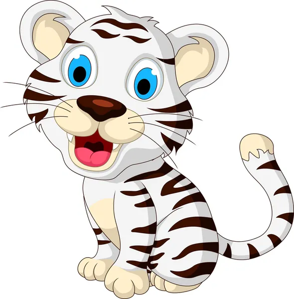 Słodkie dziecko biały tygrys pozowanie — Wektor stockowy