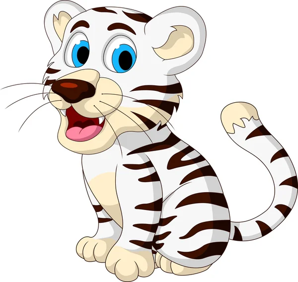 Lindo bebé blanco tigre posando — Vector de stock