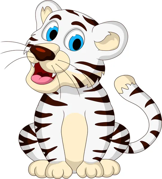 Lindo bebé blanco tigre sentado — Vector de stock