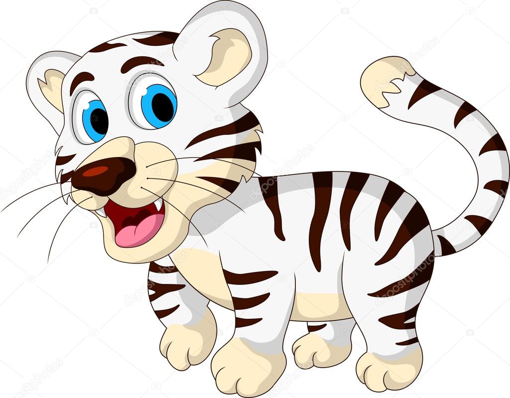 Cute baby white tiger walking