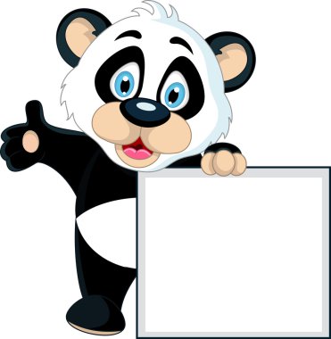 boş işaret tutan şirin bebek panda