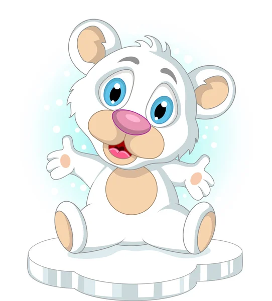可爱的小北极熊卡通，举起他的手 — 图库矢量图片