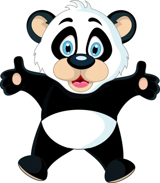 Lindo bebé panda levantando su mano — Vector de stock