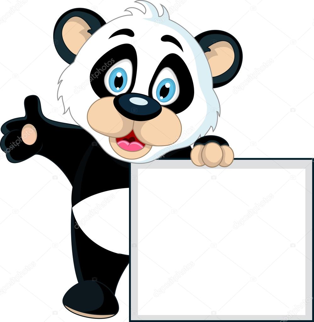 Cute Baby panda holding blank sign