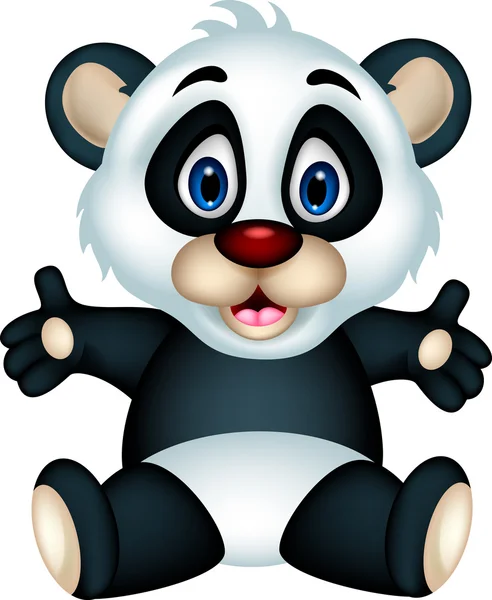 Söt baby panda tecknad — Stock vektor