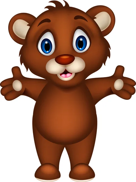 Schattige baby brown bear cartoon poseren — Stockvector