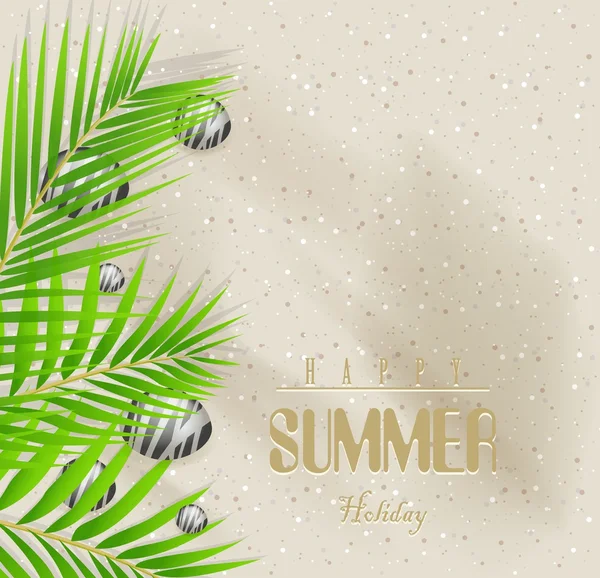 Sommerurlaub Vektor Hintergrund mit Sandstrand und Palme — Stockvektor