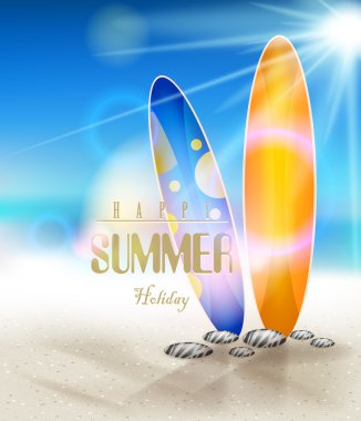 Tasarım için bir plajda sörf tahtaları