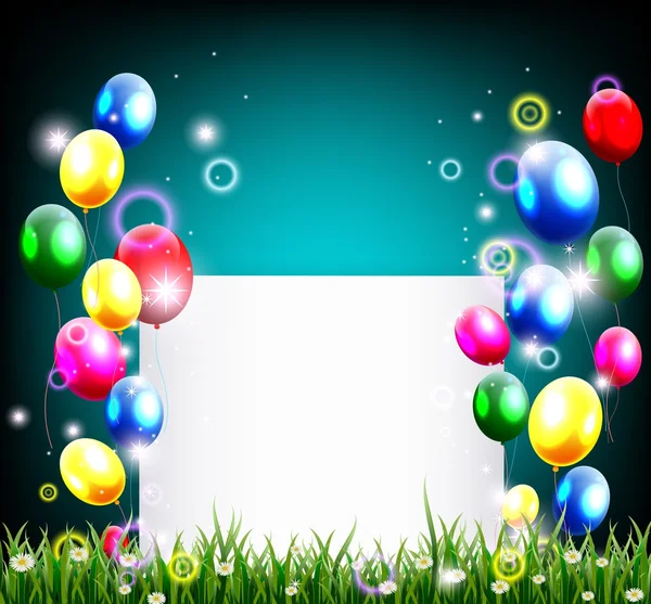 Birthday background with place for text and grass decoration — Stock Vector