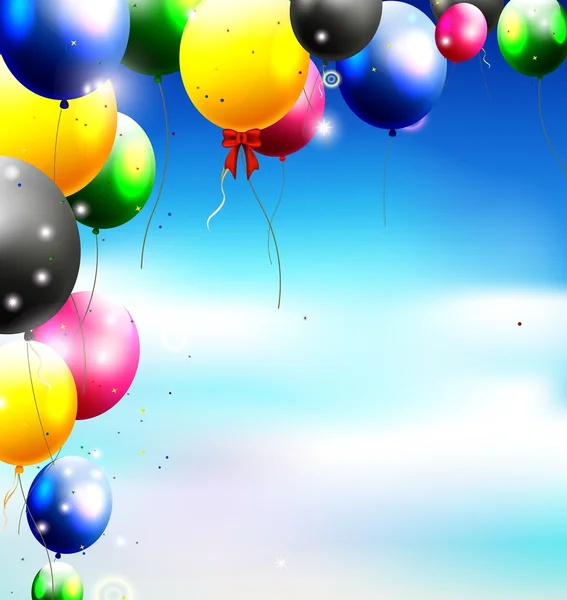 Luftballons am Himmel zum Geburtstag Hintergrund — Stockvektor