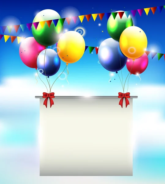 Fond d'anniversaire avec ballon et endroit pour le texte — Image vectorielle