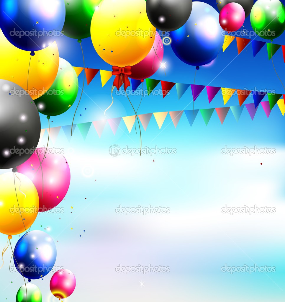 Balloons in the sky for birthday background