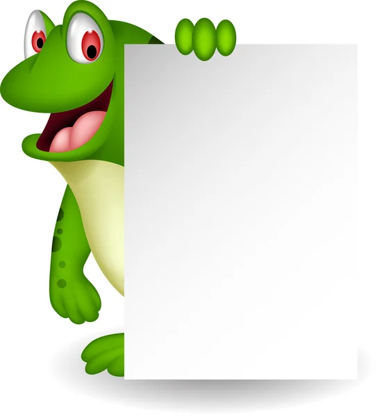 Frog cartoon with blank sign — Stock Vector