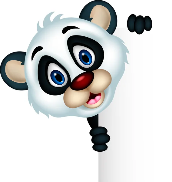 Cute panda cartoon poseren met leeg teken — Stockvector