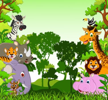 Cute animals wildlife cartoon clipart