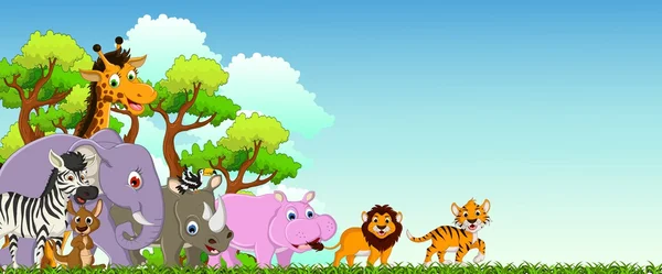 Animales lindos fauna dibujos animados — Vector de stock