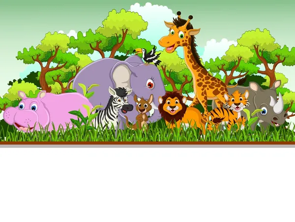 Aranyos állatok wildlife rajzfilm — Stock Vector