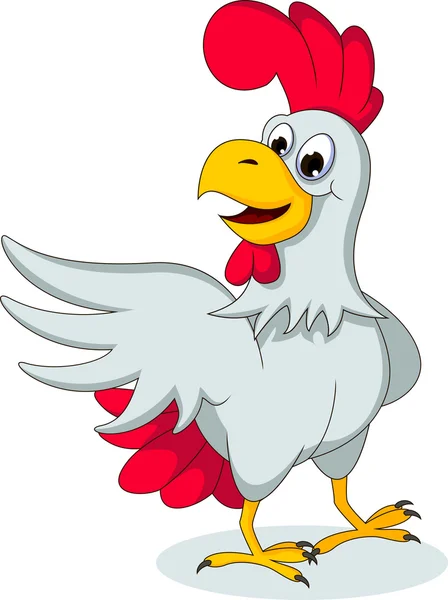 Bonito branco galinha desenho animado posando — Vetor de Stock