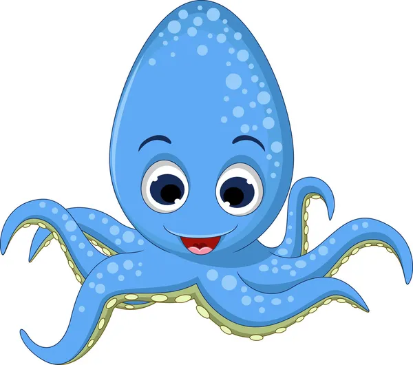 Симпатичный голубой осьминог улыбается — стоковый вектор