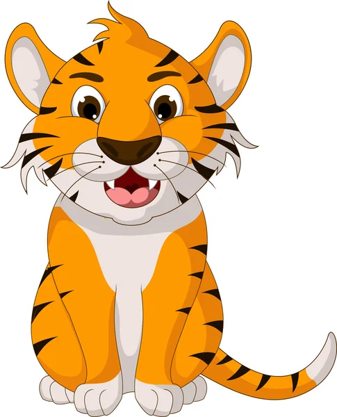 Carino tigre cartone animato posa — Vettoriale Stock