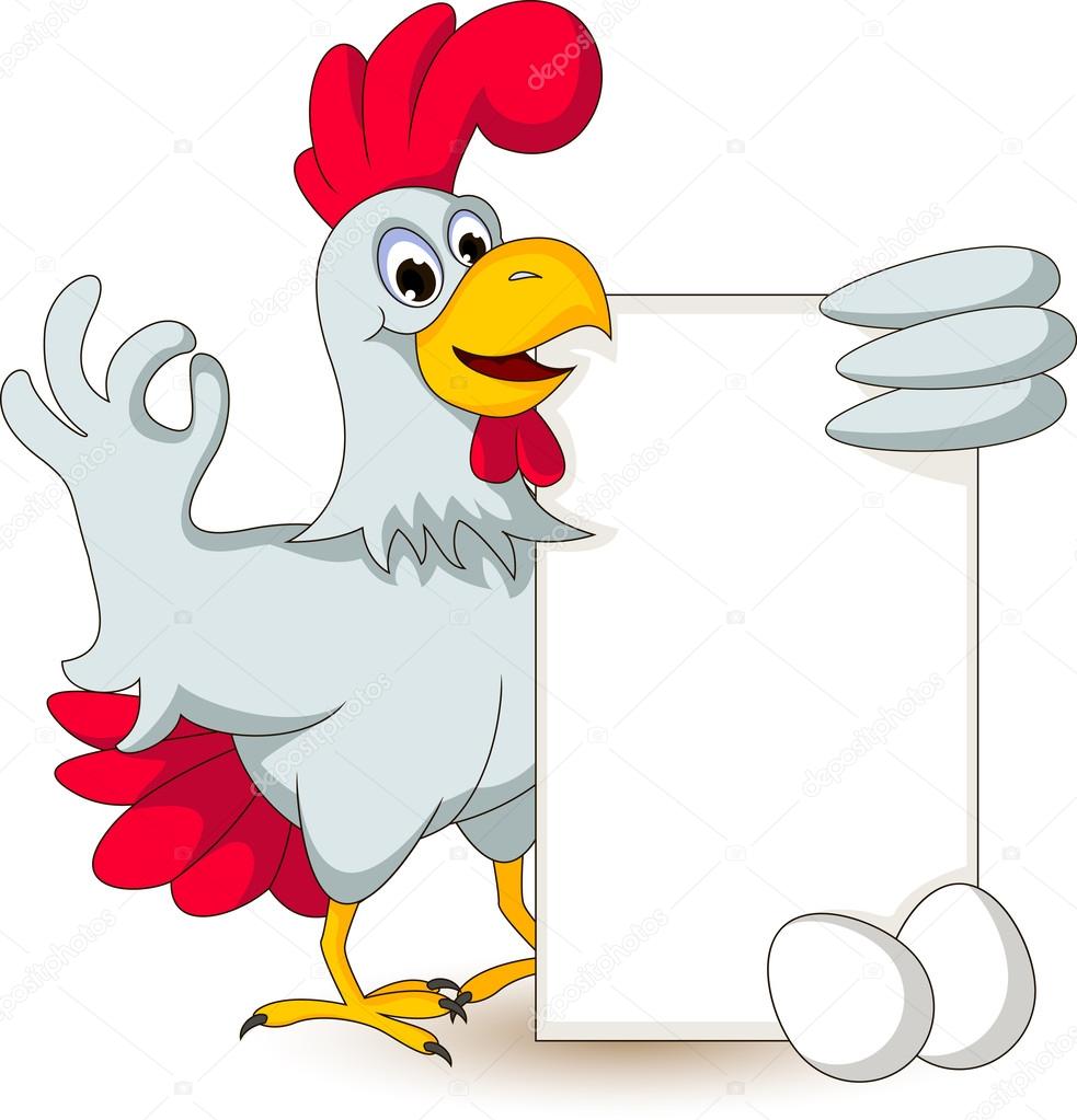 Funny chicken holding blank sign Stock Vector Image by ©starlight789  #32937549