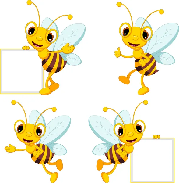 Colección de dibujos animados de abeja — Vector de stock