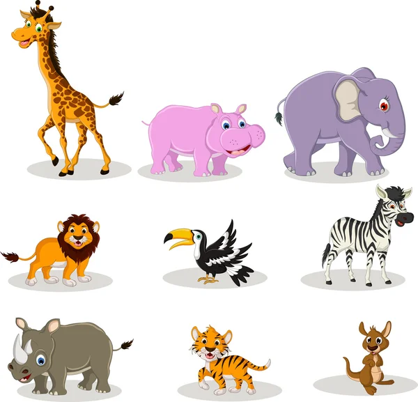 Animales vida silvestre colección de dibujos animados — Vector de stock